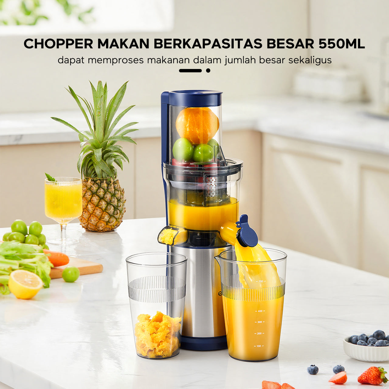 ecentio slow juicer portable 79mm caliber multifungsi blender tanpa ampas bear 700ML+600ML 180W blender fruit juice machine