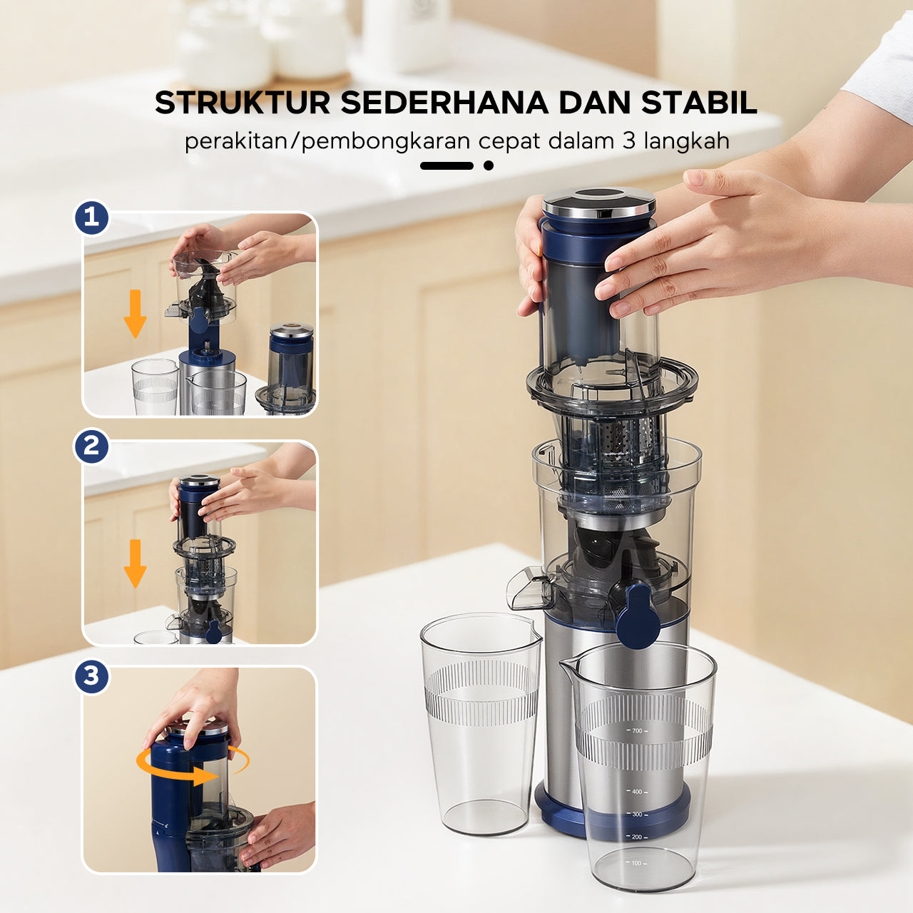 ecentio slow juicer portable 79mm caliber multifungsi blender tanpa ampas bear 700ML+600ML 180W blender fruit juice machine