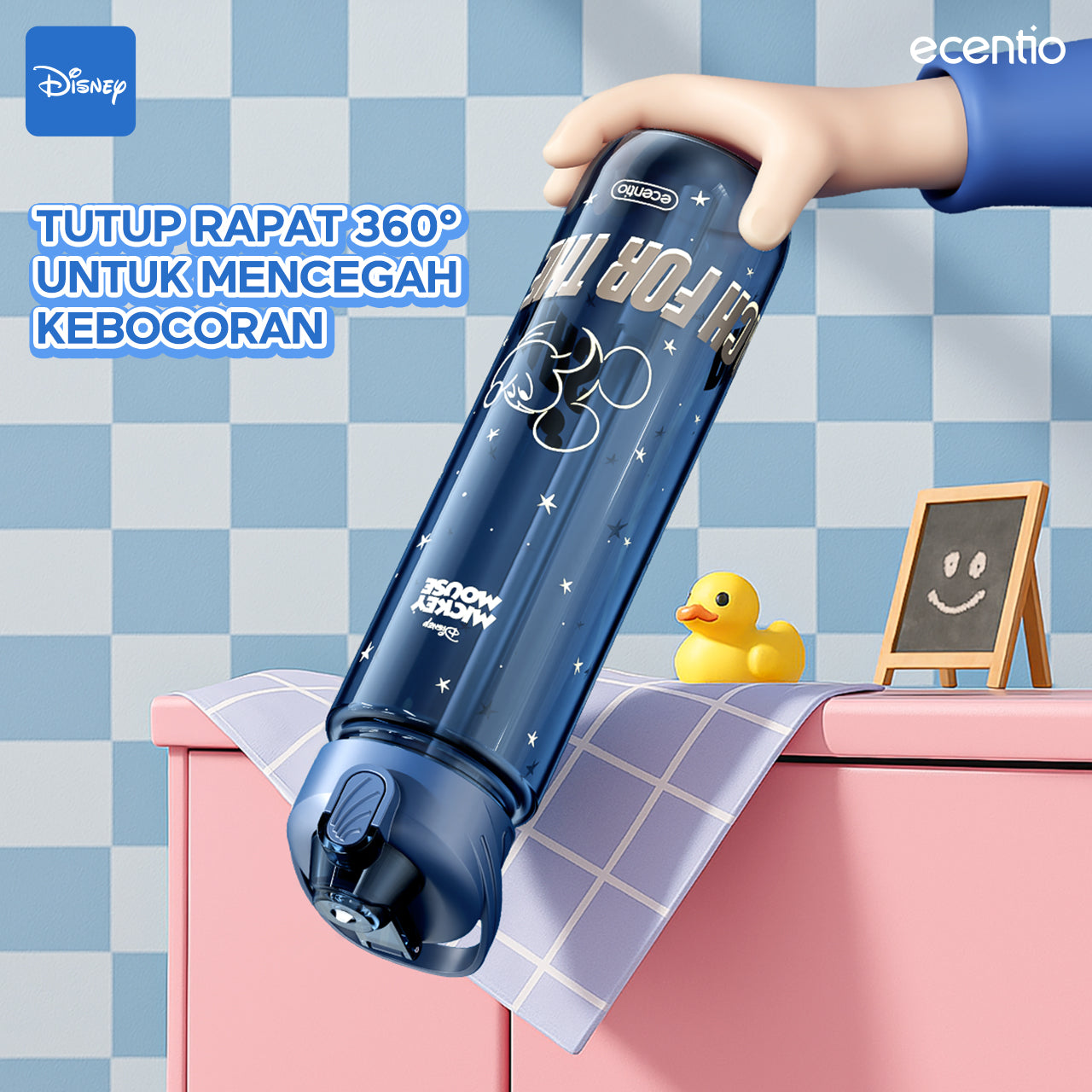 Botol Minum Anak Disney Mickey 1L BPA Free | Anti Bocor, Aman Food Grade, Desain Lucu, Cocok Sekolah & Main