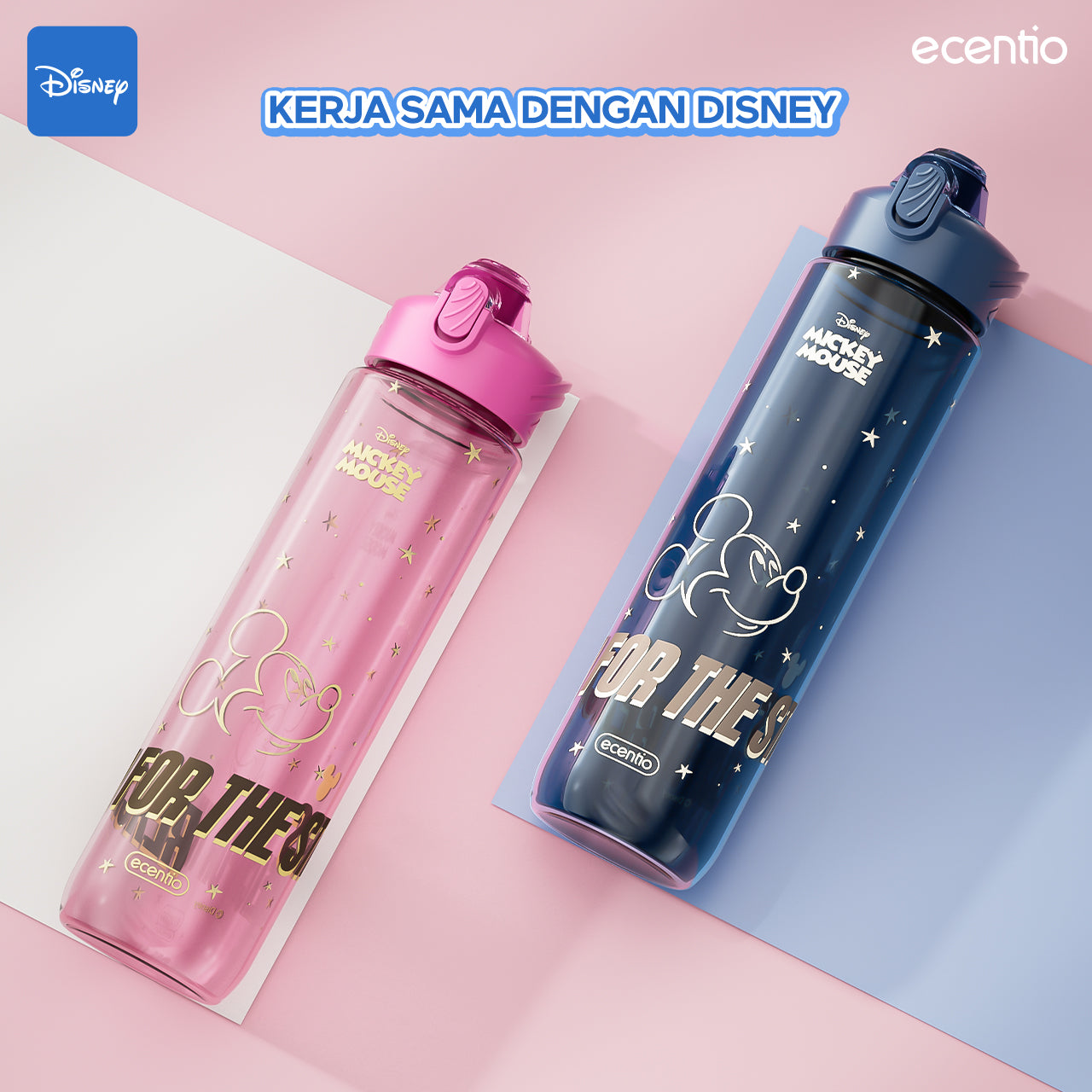 Botol Minum Anak Disney Mickey 1L BPA Free | Anti Bocor, Aman Food Grade, Desain Lucu, Cocok Sekolah & Main