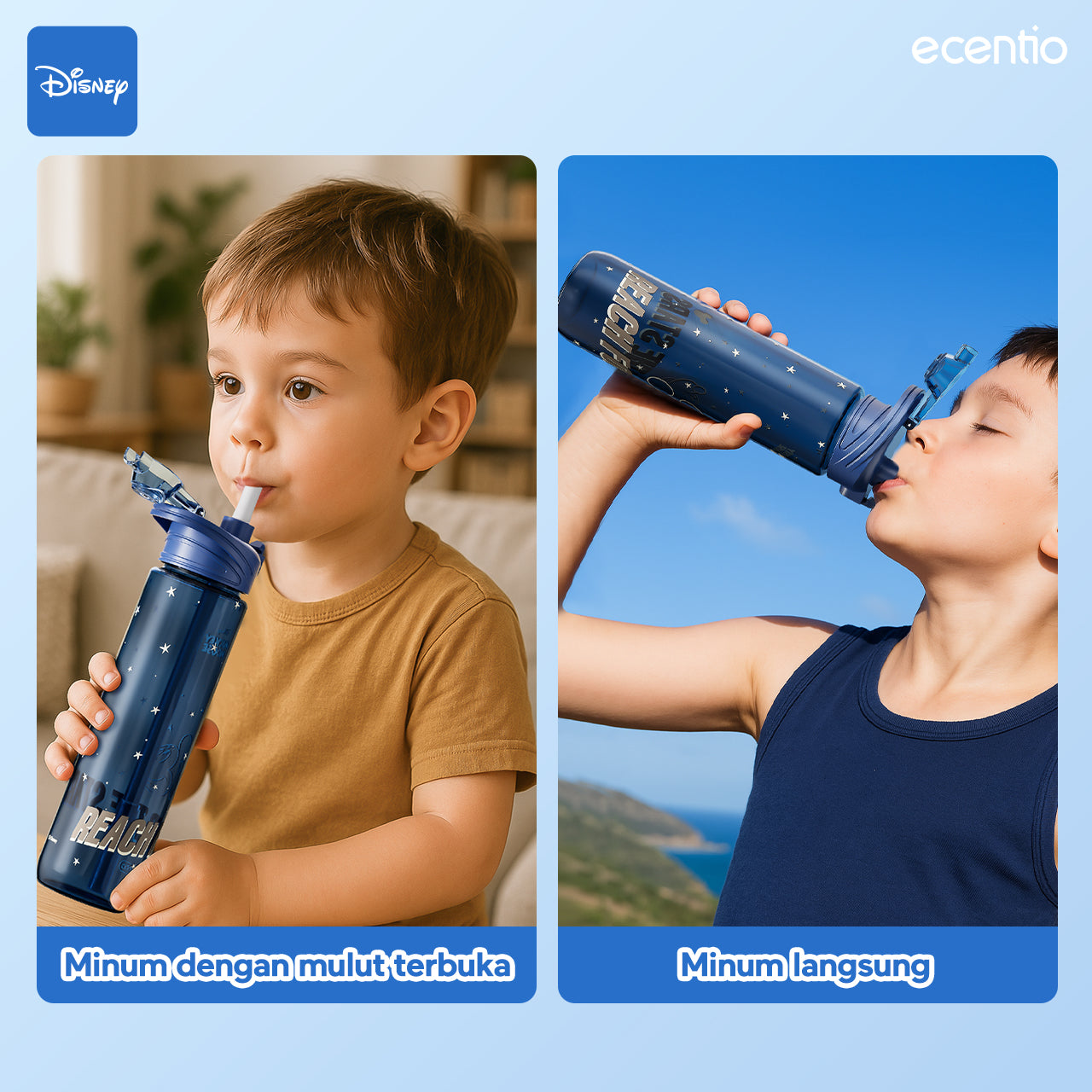 Botol Minum Anak Disney Mickey 1L BPA Free | Anti Bocor, Aman Food Grade, Desain Lucu, Cocok Sekolah & Main