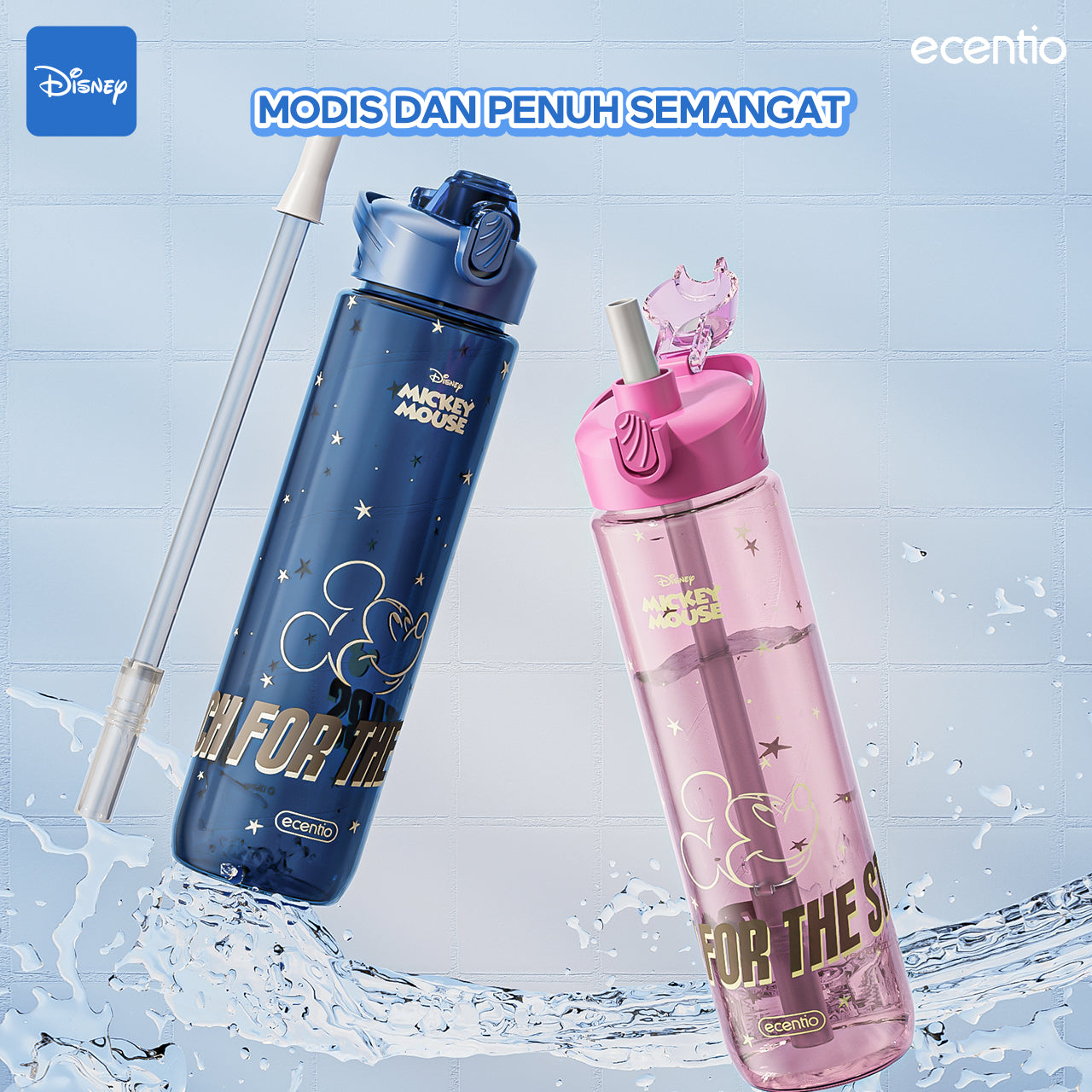 Botol Minum Anak Disney Mickey 1L BPA Free | Anti Bocor, Aman Food Grade, Desain Lucu, Cocok Sekolah & Main