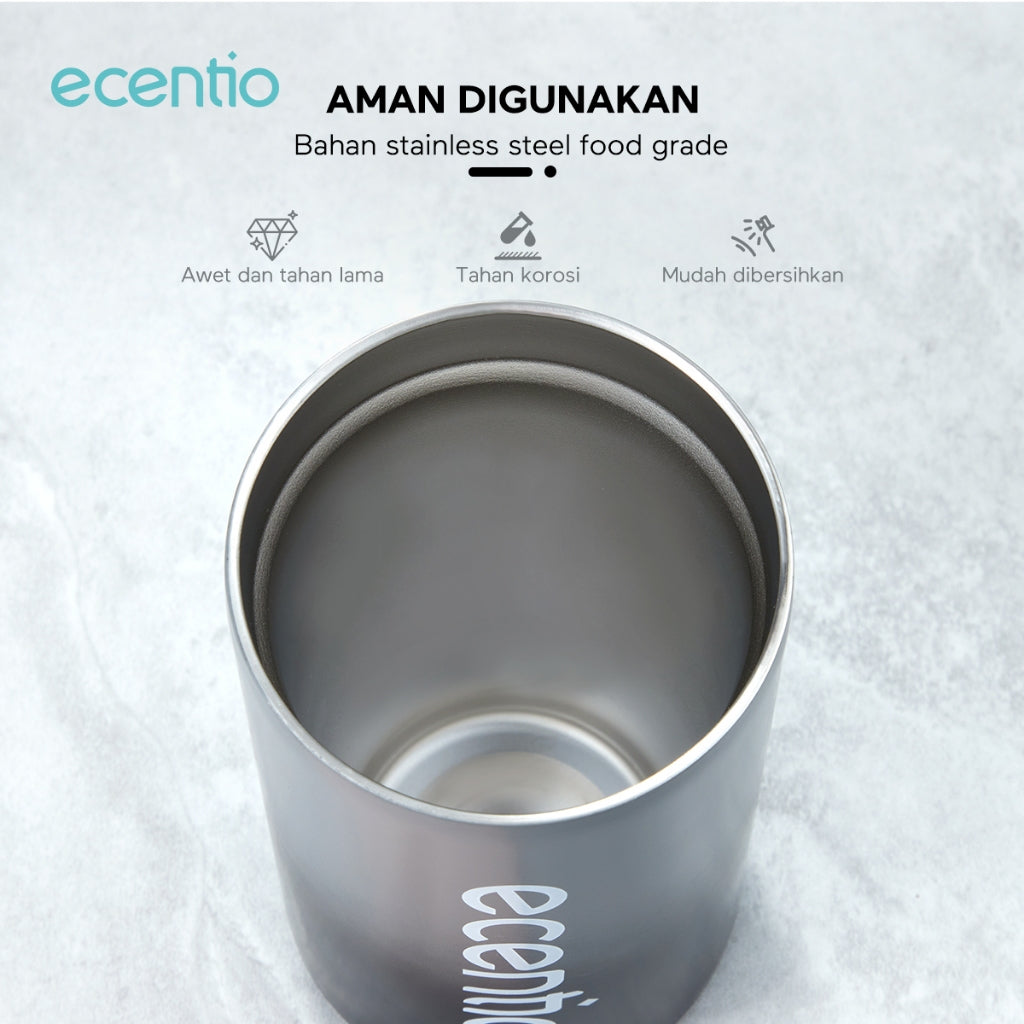 【Gratis Tumbler】ecentio lunch box stainless sekat 4 dan tempat minum anti tumpah tempat makan hitam