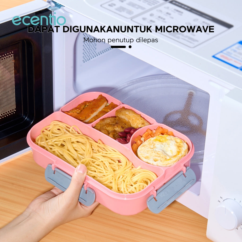 ecentio lunch box 4pcs set tempat bekal dan botol minum