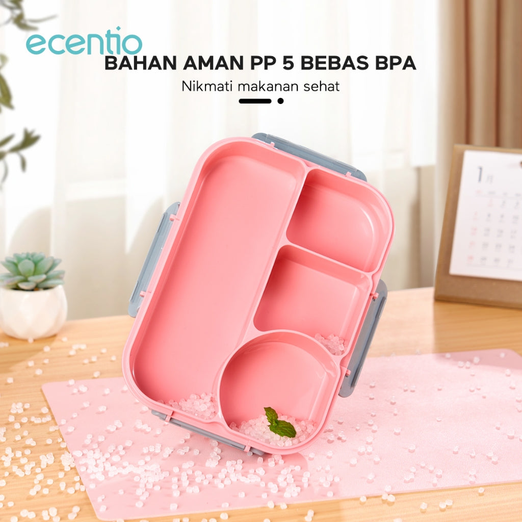 ecentio lunch box 4pcs set tempat bekal dan botol minum
