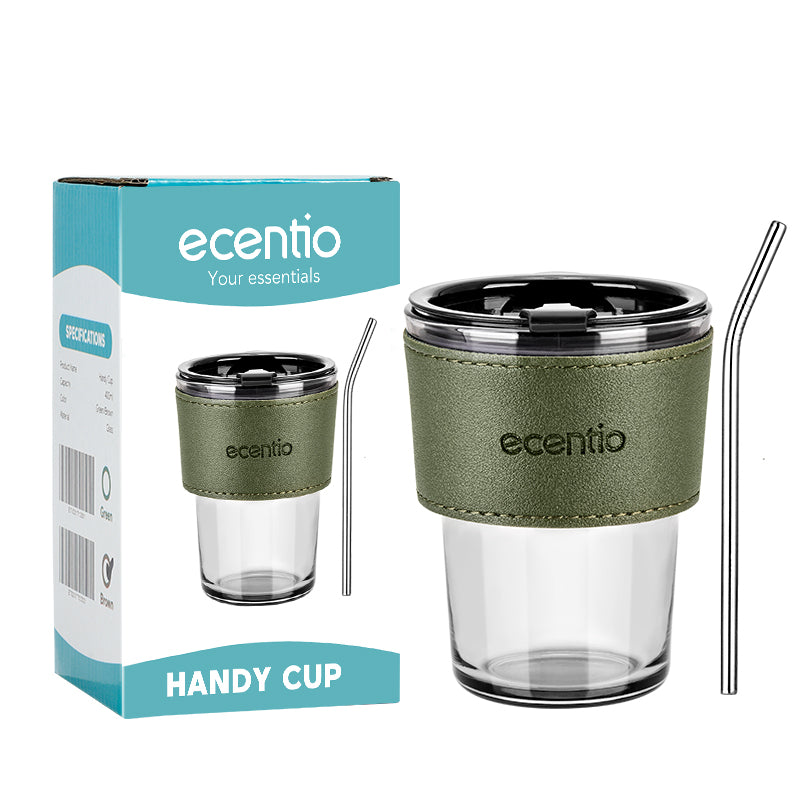 【Gratis hadiah】ecentio Botol Minum Gelas kaca Cangkir kopi Mug Coffee Cup 400ml