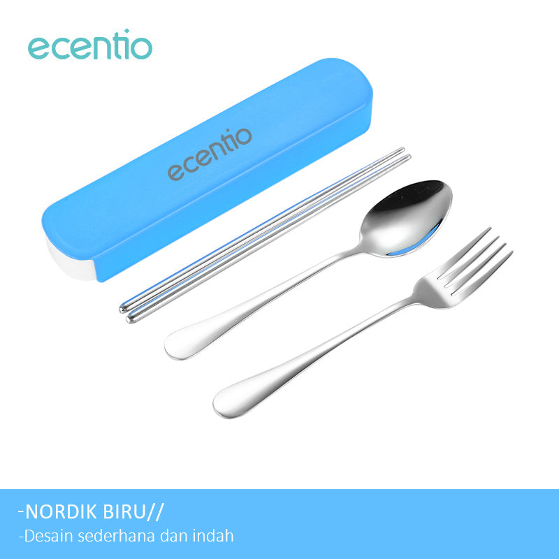 ecentio Sendok SetGarpu Sumpit Stainless Steel + Kotak - ecentio