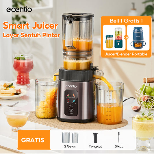 ecentio Smart Slow Juicer Cerdas Panel Sentuh Lubang 112mm 1000ml Besar 99% Ekstraksi Slow Juicer Multifungsi Garansi Resmi 1 Tahun