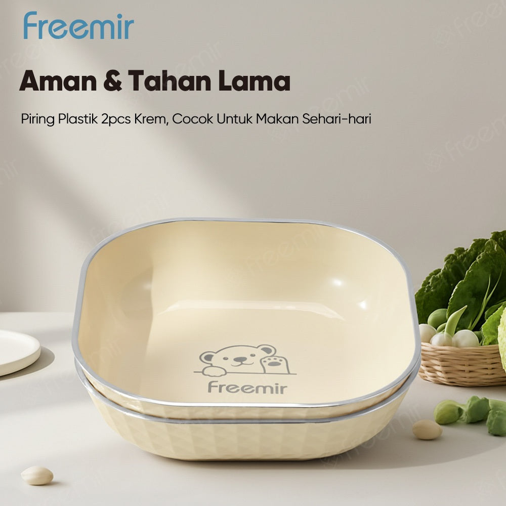 ecentio Paket Hemat Dapur Serbaguna｜Toples Kaca 3pcs + Piring Plastik Persegi 2pcs + Kantong Snack 6pcs