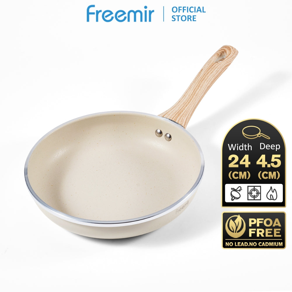ecentio x Freemir Beige Kitchen Set — Wajan 24cm / Chopper 250ml/Lunch Box set/Botol Aluminium 750ml
