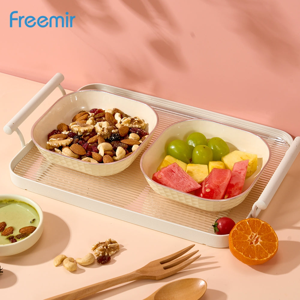 ecentio Paket Hemat Dapur Serbaguna｜Toples Kaca 3pcs + Piring Plastik Persegi 2pcs + Kantong Snack 6pcs