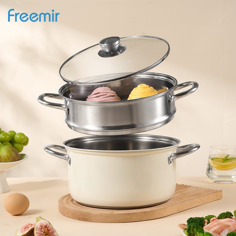 ecentio x Freemir Healthy Cooking Set — Steamer 24cm / Chopper 250ml/Lunch Box set/Botol Aluminium 750ml