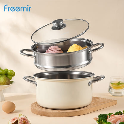 ecentio x Freemir Healthy Cooking Set — Steamer 24cm / Chopper 250ml/Lunch Box set/Botol Aluminium 750ml