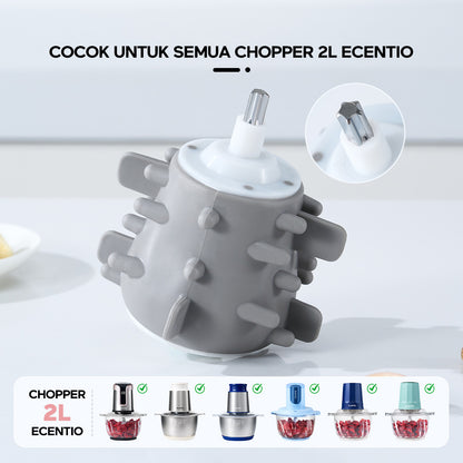 Pre- order ecentio chopper blender bumbu chopper daging kaca 2L 6 pisau spiral food grade, gilingan daging serbaguna untuk dapur rumah tangga, hasil gilingan halus dan cepat