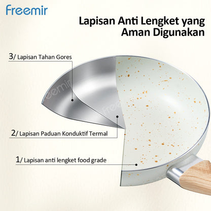 ecentio Ramadhan Kitchen Gift Set — Set Kotak Makan Anti Bocor 7pcs + Alat Penumbuk Bawang + Wajan Anti Lengket 16cm + Spatula & Sendok Silikon
