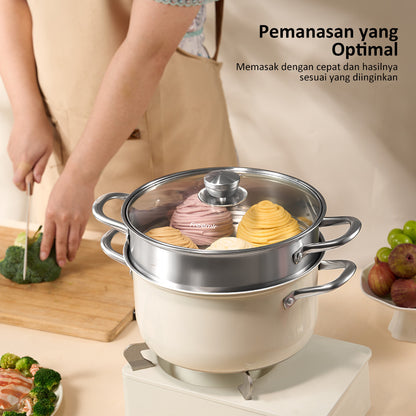 ecentio x Freemir Healthy Cooking Set — Steamer 24cm / Chopper 250ml/Lunch Box set/Botol Aluminium 750ml