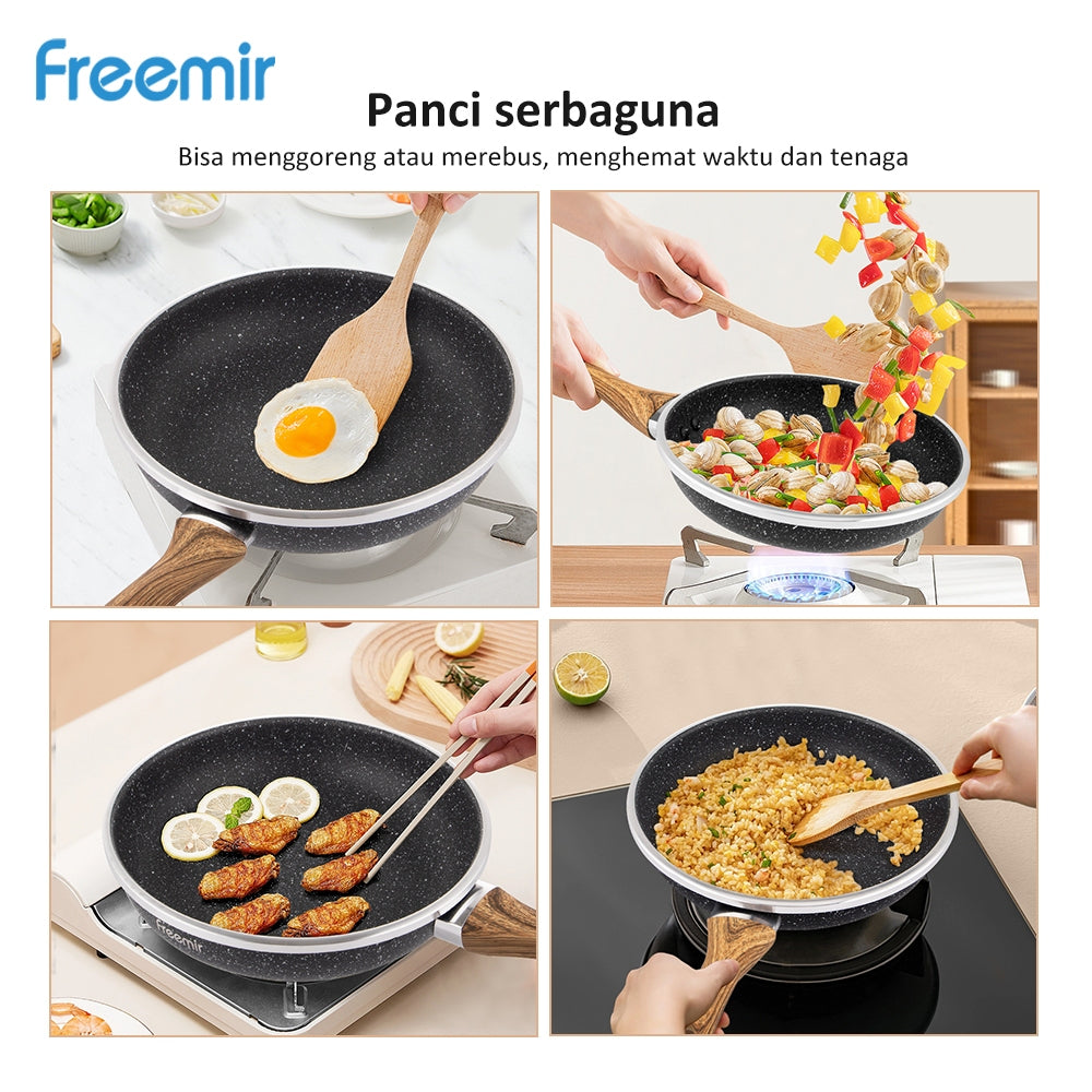 ecentio x Freemir Kitchen Combo Set -Frying Pan 24cm/ Chopper 250ml/Lunch Box set/Botol Aluminium 750ml