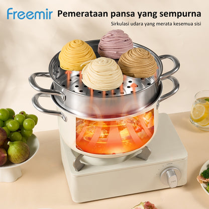ecentio x Freemir Healthy Cooking Set — Steamer 24cm / Chopper 250ml/Lunch Box set/Botol Aluminium 750ml