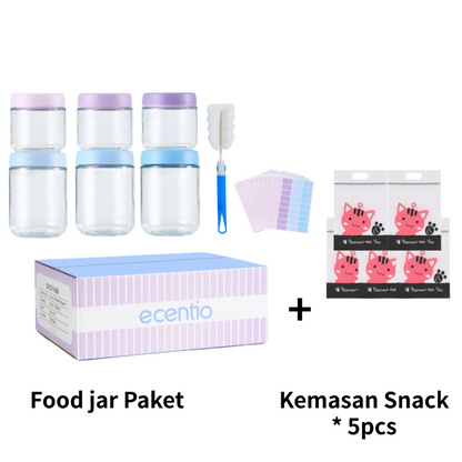 [New] ecentio toples aesthetic 6pcs 480ml*3 & 350ml*3 toples lebaran +Kemasan Snack*5pcs ramadan food jar kedap udara toples kue kering food container toples kedap udara Cocok untuk menyimpan makanan toples kaca