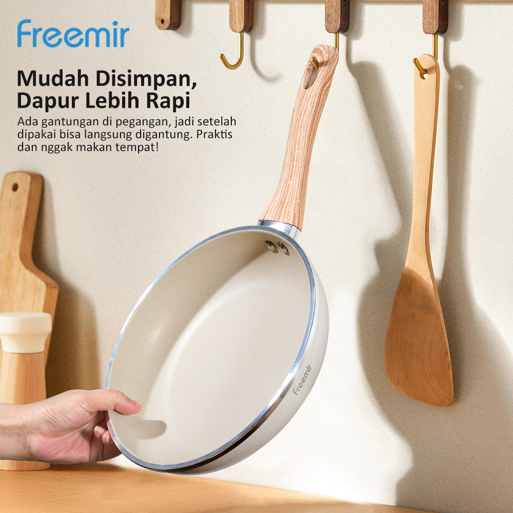 ecentio x Freemir Beige Kitchen Set — Wajan 24cm / Chopper 250ml/Lunch Box set/Botol Aluminium 750ml