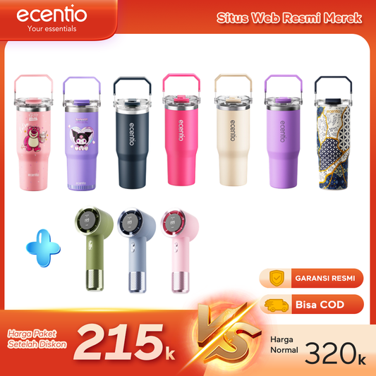 ecentio × INBEX Summer Cooling Set — Tumbler 900ml + Kipas Portable