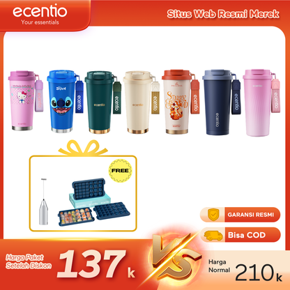 【Buy 1 get 3】ecentio Premium Cooling Gift Set- tumbler minum premium tahan dingin 24 jam botol stainless 316 portable tumblr 530ml and Ice Tray 32 Grid
