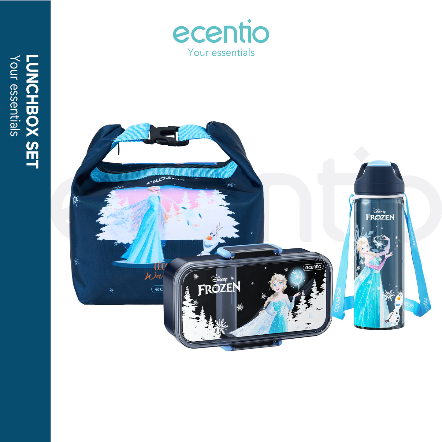 Pre-Order ecentio x Disney Paket Kolaborasi  Kotak camilan Spider-Man dan Putri Elsa serta gelas lucu yang bebas BPA, tas bekal