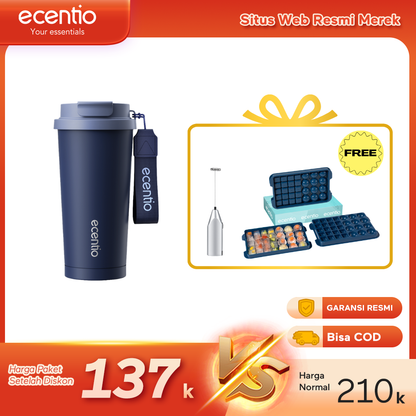 【Buy 1 get 3】ecentio Premium Cooling Gift Set- tumbler minum premium tahan dingin 24 jam botol stainless 316 portable tumblr 530ml and Ice Tray 32 Grid