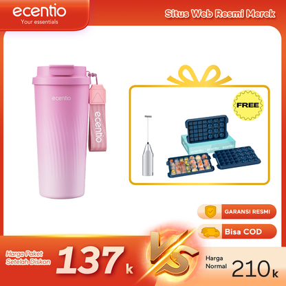 【Buy 1 get 3】ecentio Premium Cooling Gift Set- tumbler minum premium tahan dingin 24 jam botol stainless 316 portable tumblr 530ml and Ice Tray 32 Grid