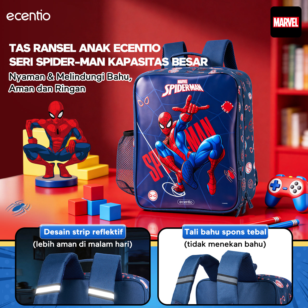 Pre-Order[Back To School] ecentio Kotak Makan Set anti tumpah lunch box anak 800ml free sendok botol minum lucu BPA Free Tas bekal