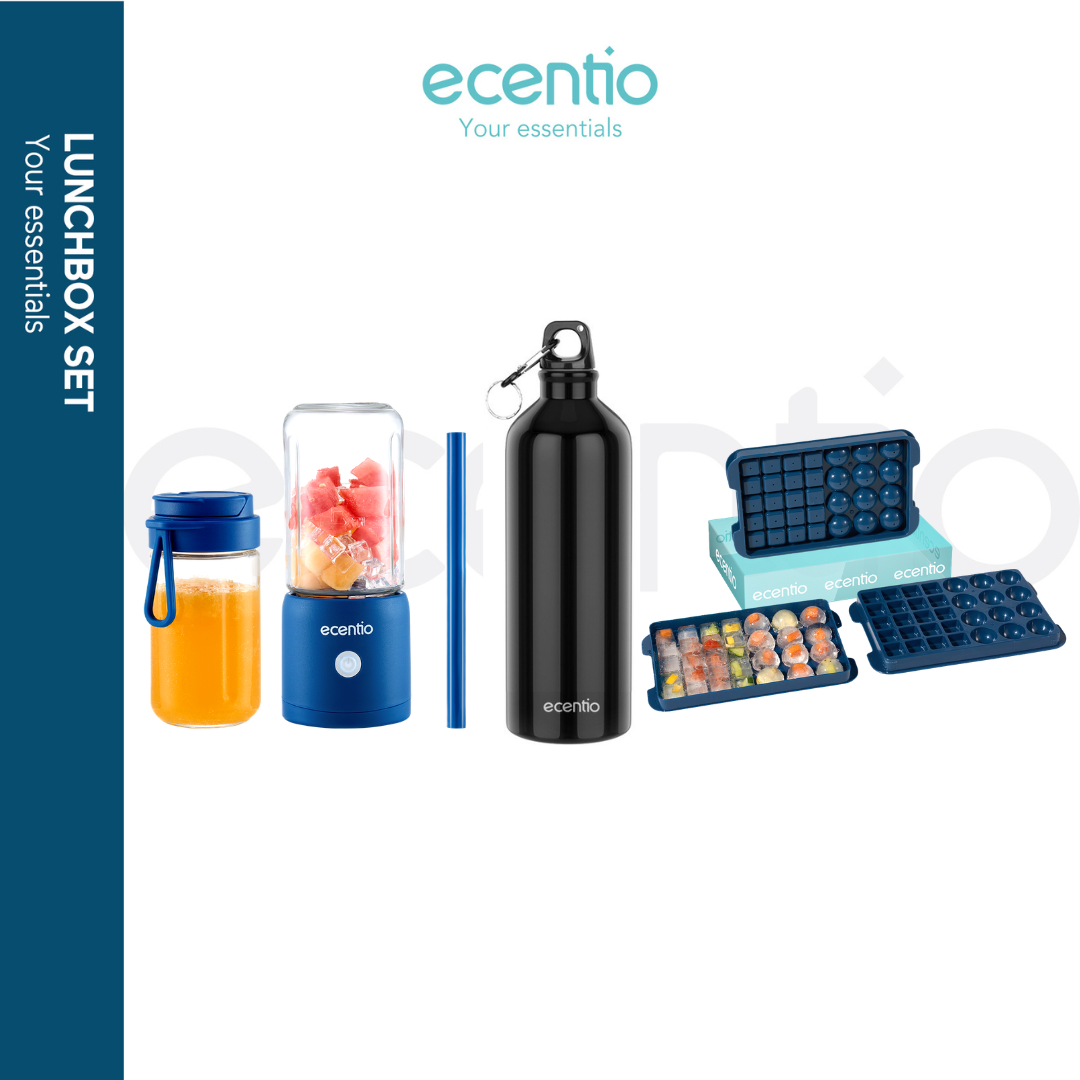 ecentio Fresh Drink Travel Set — Blender 10 Pisau + Ice Tray 32 Grid + Tumbler/botol minum