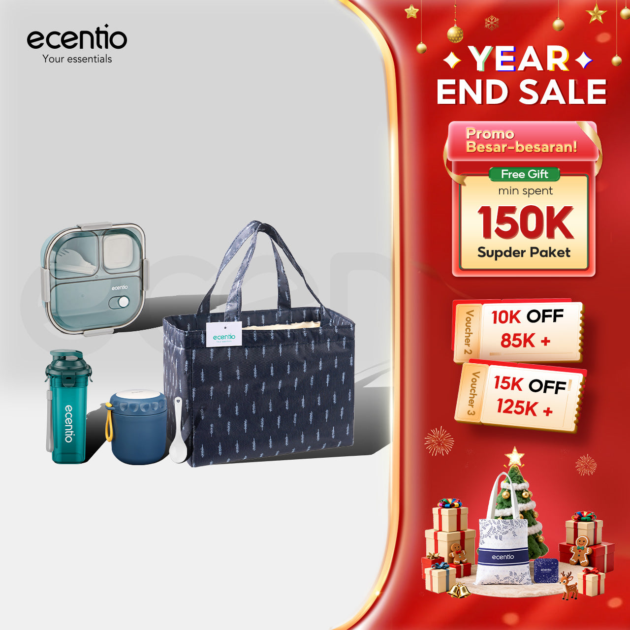 ecentio Christmas year end sale Lunch Box & Bottle Bundle