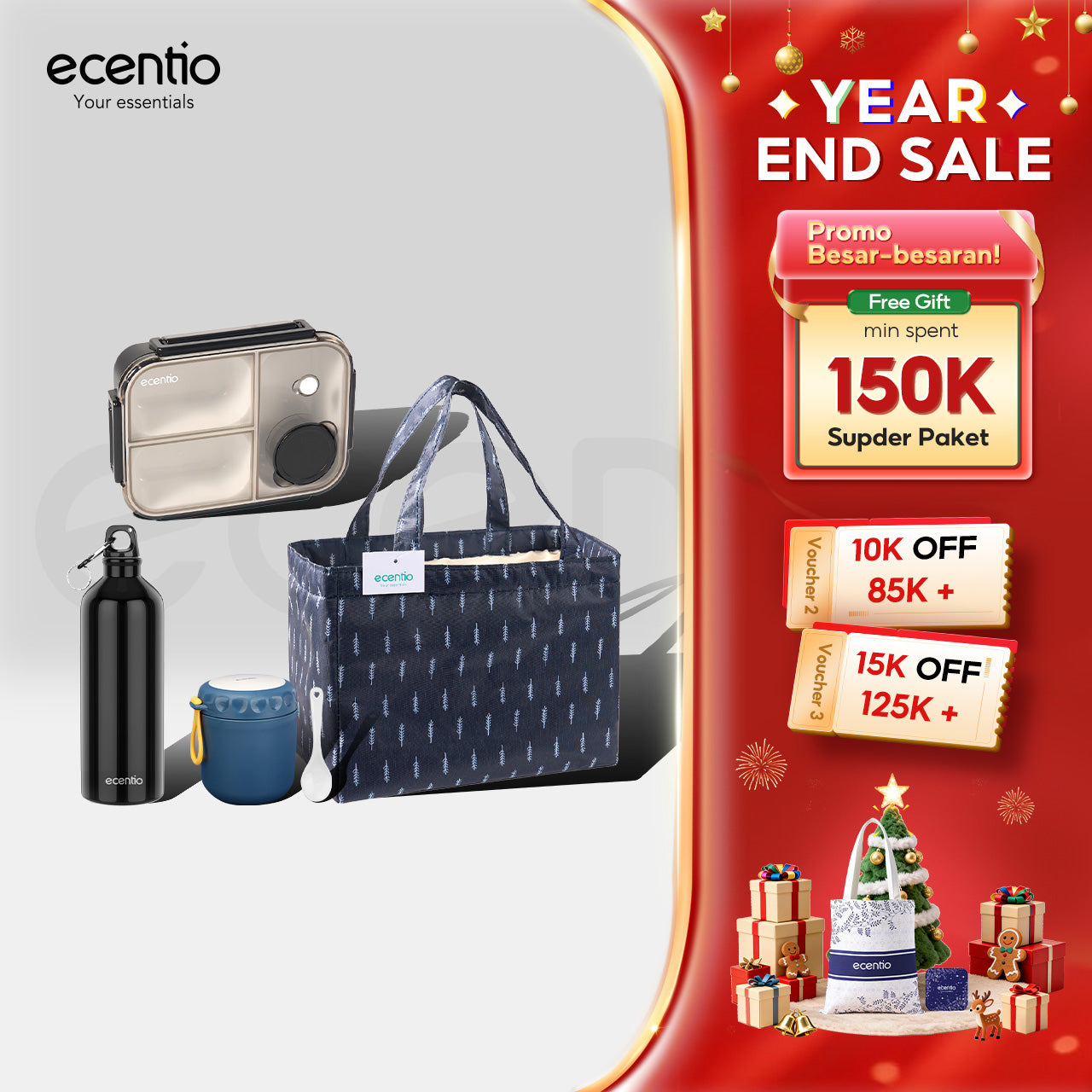 ecentio Christmas year end sale Lunch Box & Bottle Bundle