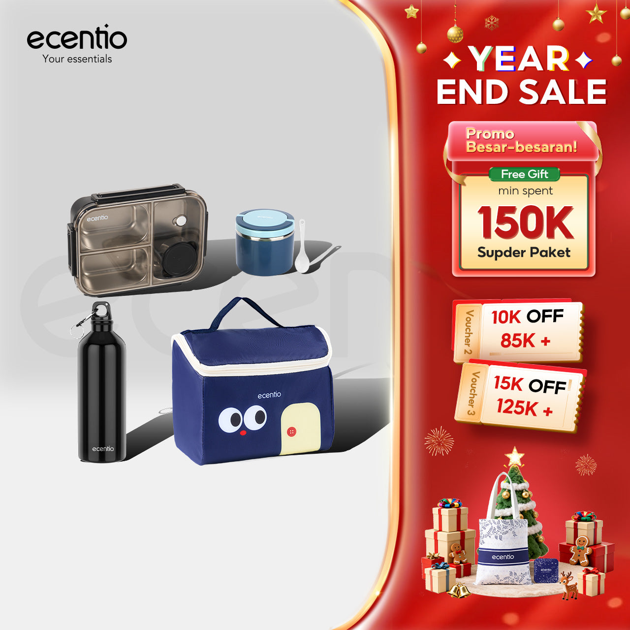 ecentio Christmas year end sale Lunch Box & Bottle Bundle