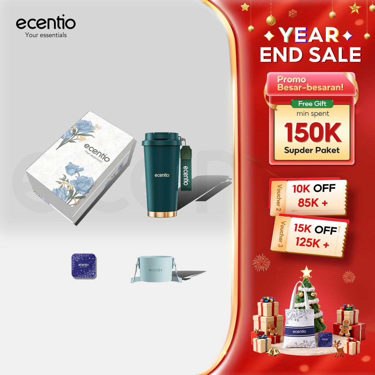ecentio Premium Stainless Steel Tumbler Gift Set Year end sale Edisi Hadiah Ramadan