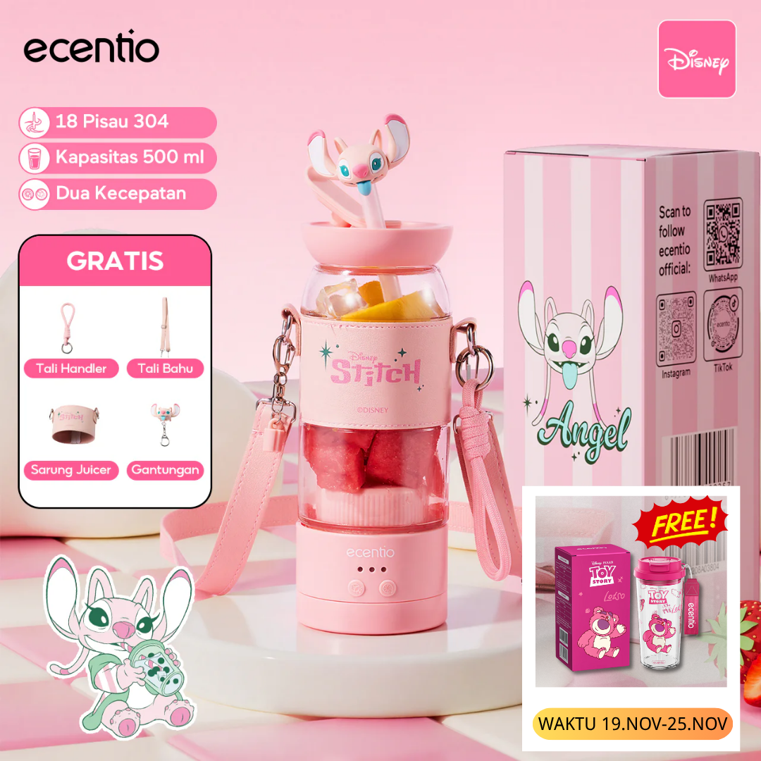 【Beli 1 Dapat 1】ecentio&Disney blender portable kapsul 500ml juicer buah tanpa ampas 18 Pisau blender Dengan Tali Bahu Fashion jus buah hand blender