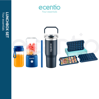 ecentio Fresh Drink Travel Set — Blender 10 Pisau + Ice Tray 32 Grid + Tumbler/botol minum