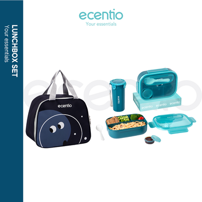 【Buy 1 Get 3】ecentio kotak bekal anti tumpah kotak tempat bekal 1200ml+500ml free sendok kotak saus BPA FREE