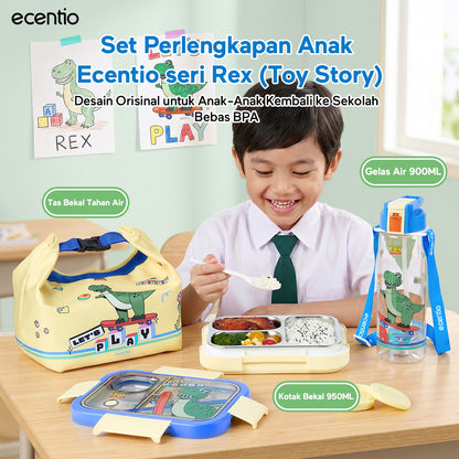 [Back To School] ecentio Kotak Makan Anak Rex Set Bekal Sekolah Toy story Lunch Box Stainless 750ml Botol Minum 900ml Tas Bekal BPA Free Tempat Makan Anak