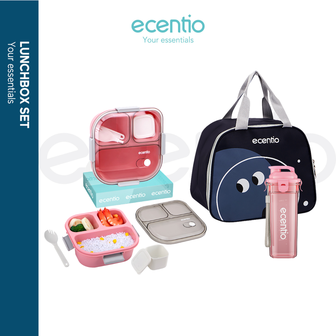 【Buy 1 Get 3】ecentio 3 grid anti tumpah tempat bekal 1100ml Kotak makan wadah bekal kotak sup 100ml BPA FREE）