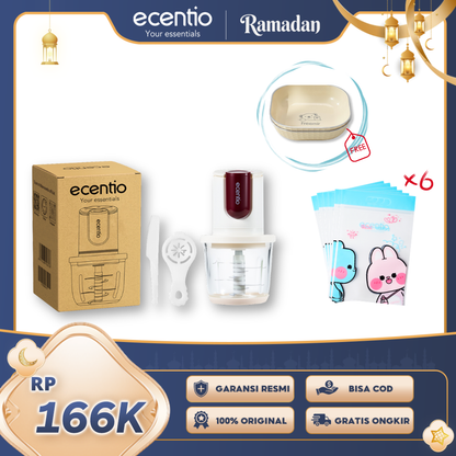 ecentio Ramadhan Family Kitchen Gift Set — Baby Food Maker 4-in-1 + Piring 2pcs + Snack Bag 6pcs