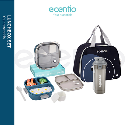 【Buy 1 Get 3】ecentio 3 grid anti tumpah tempat bekal 1100ml Kotak makan wadah bekal kotak sup 100ml BPA FREE）