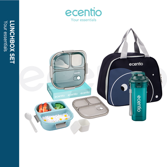 【Buy 1 Get 3】ecentio 3 grid anti tumpah tempat bekal 1100ml Kotak makan wadah bekal kotak sup 100ml BPA FREE）