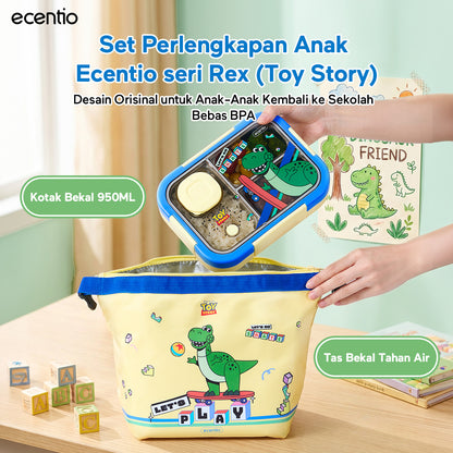 [Back To School] ecentio Kotak Makan Anak Rex Set Bekal Sekolah Toy story Lunch Box Stainless 750ml Botol Minum 900ml Tas Bekal BPA Free Tempat Makan Anak