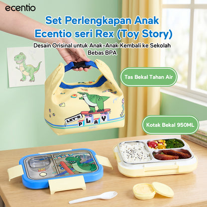 [Back To School] ecentio Kotak Makan Anak Rex Set Bekal Sekolah Toy story Lunch Box Stainless 750ml Botol Minum 900ml Tas Bekal BPA Free Tempat Makan Anak
