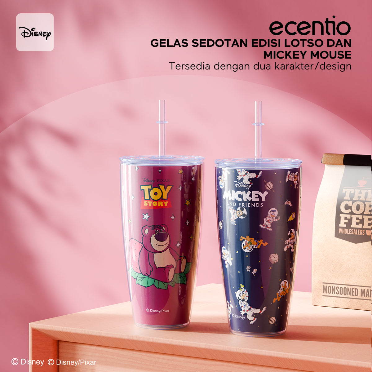 ecentio Tumbler Disney Mickey Mouse dan Lotso Edition 650ml - ecentio