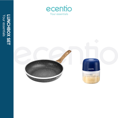 ecentio x Freemir Kitchen Combo Set -Frying Pan 24cm/ Chopper 250ml/Lunch Box set/Botol Aluminium 750ml