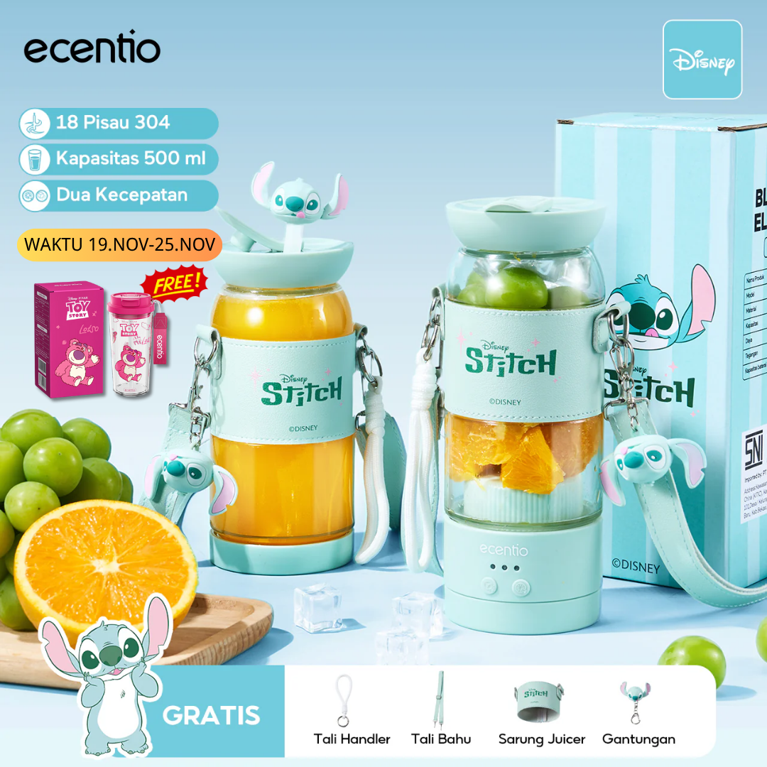 【Beli 1 Dapat 1】ecentio&Disney blender portable kapsul 500ml juicer buah tanpa ampas 18 Pisau blender Dengan Tali Bahu Fashion jus buah hand blender