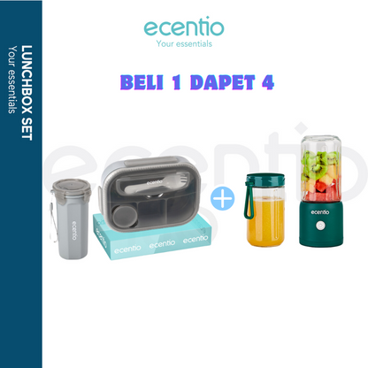 【4pcs set】🌟ecentio 8 mata pisau blender 2cup portable juicer+ lunch box Kotak Bekal Makan cangkir Set