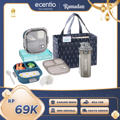 【Buy 1 Get 3】ecentio 3 grid anti tumpah tempat bekal 1100ml Kotak makan wadah bekal kotak sup 100ml BPA FREE-HW
